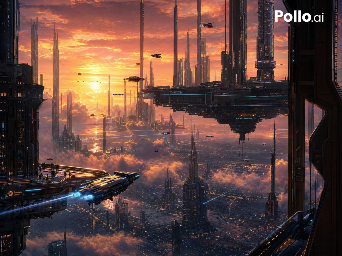 界面稿 GPT Image 2 提示词：Sunset Futuristic Megacity Panorama