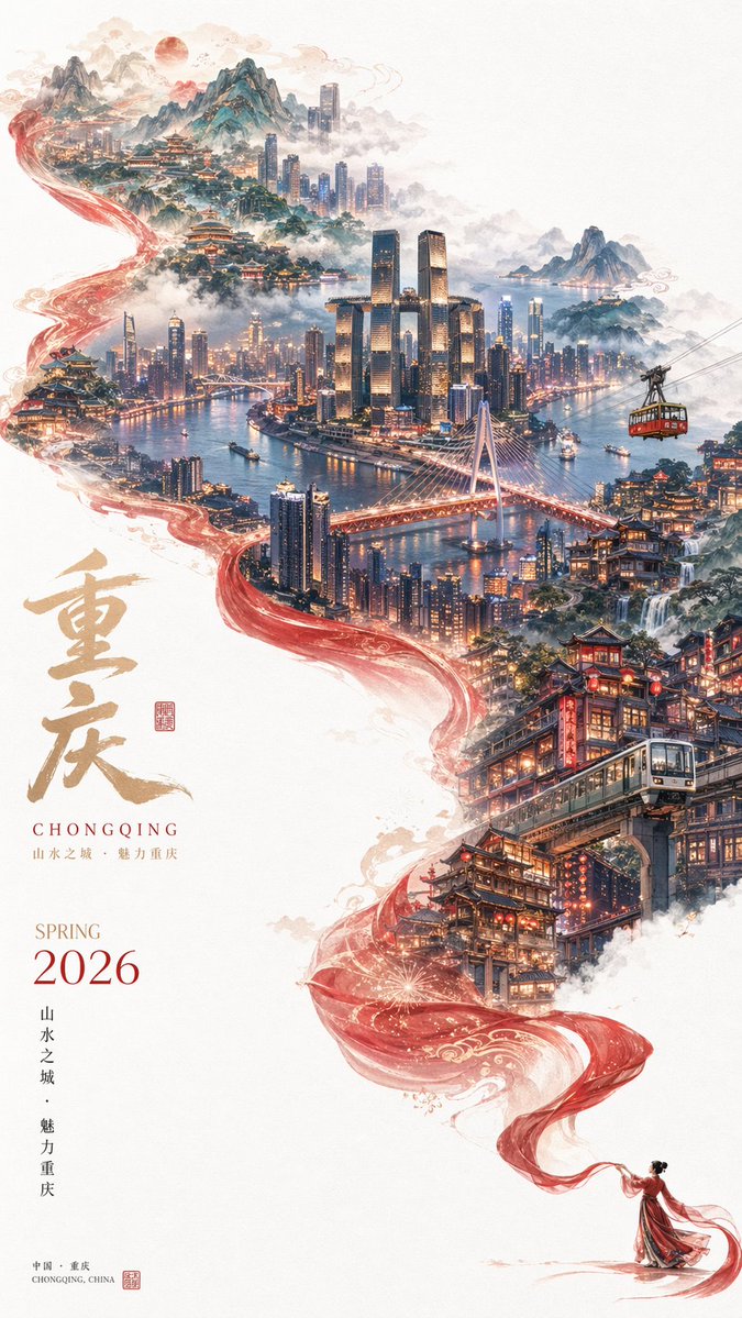 产品视觉 GPT Image 2 提示词：Surreal Cityscape Travel Poster