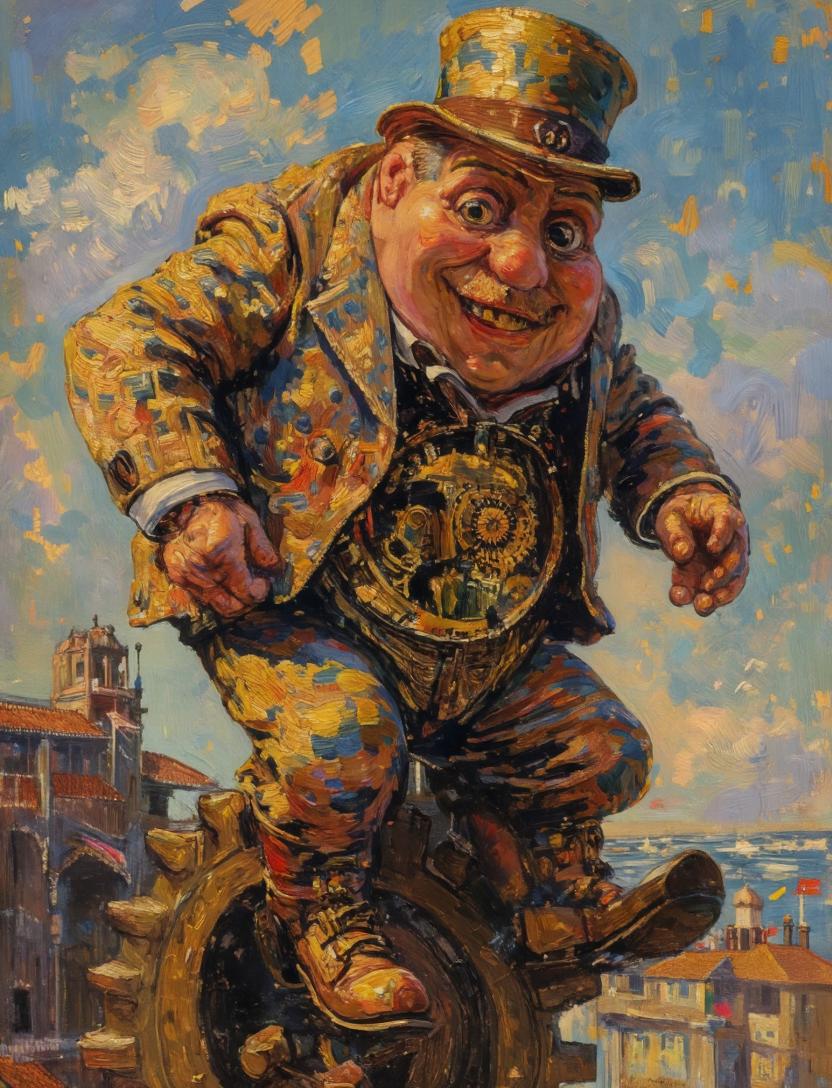 界面稿 GPT Image 2 提示词：Surreal Clockwork Gentleman on a Gear