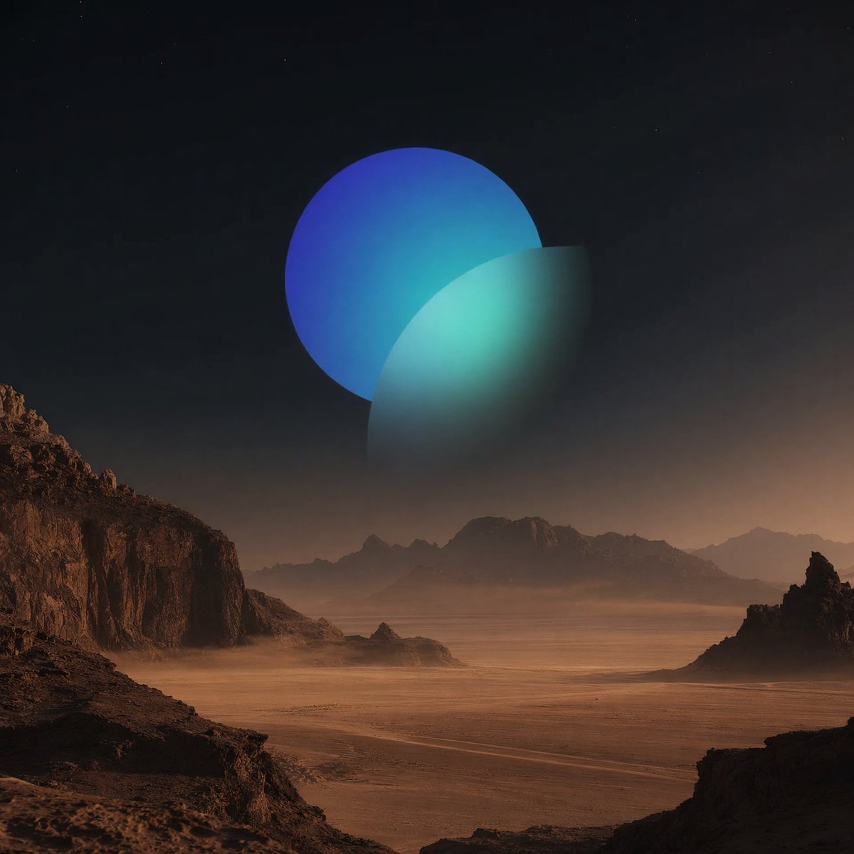 界面稿 GPT Image 2 提示词：Surreal Desert with Twin Celestial Spheres