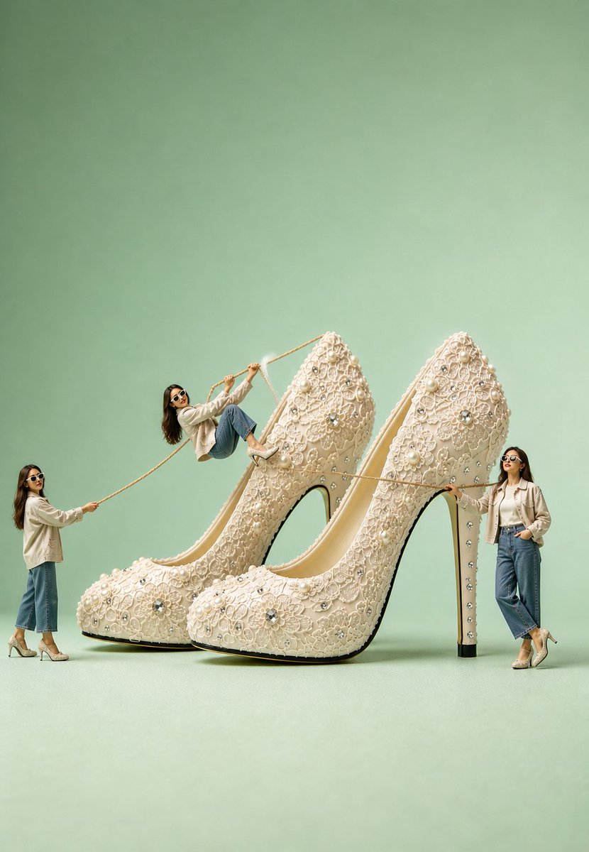 产品视觉 GPT Image 2 提示词：Surreal Ivory Bridal Sandal Photography