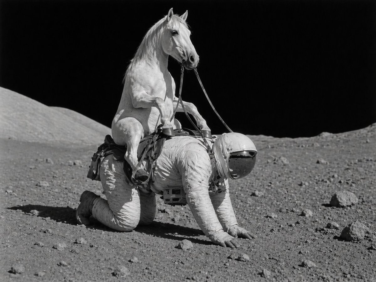 界面稿 GPT Image 2 提示词：Surreal Lunar Horse Rider