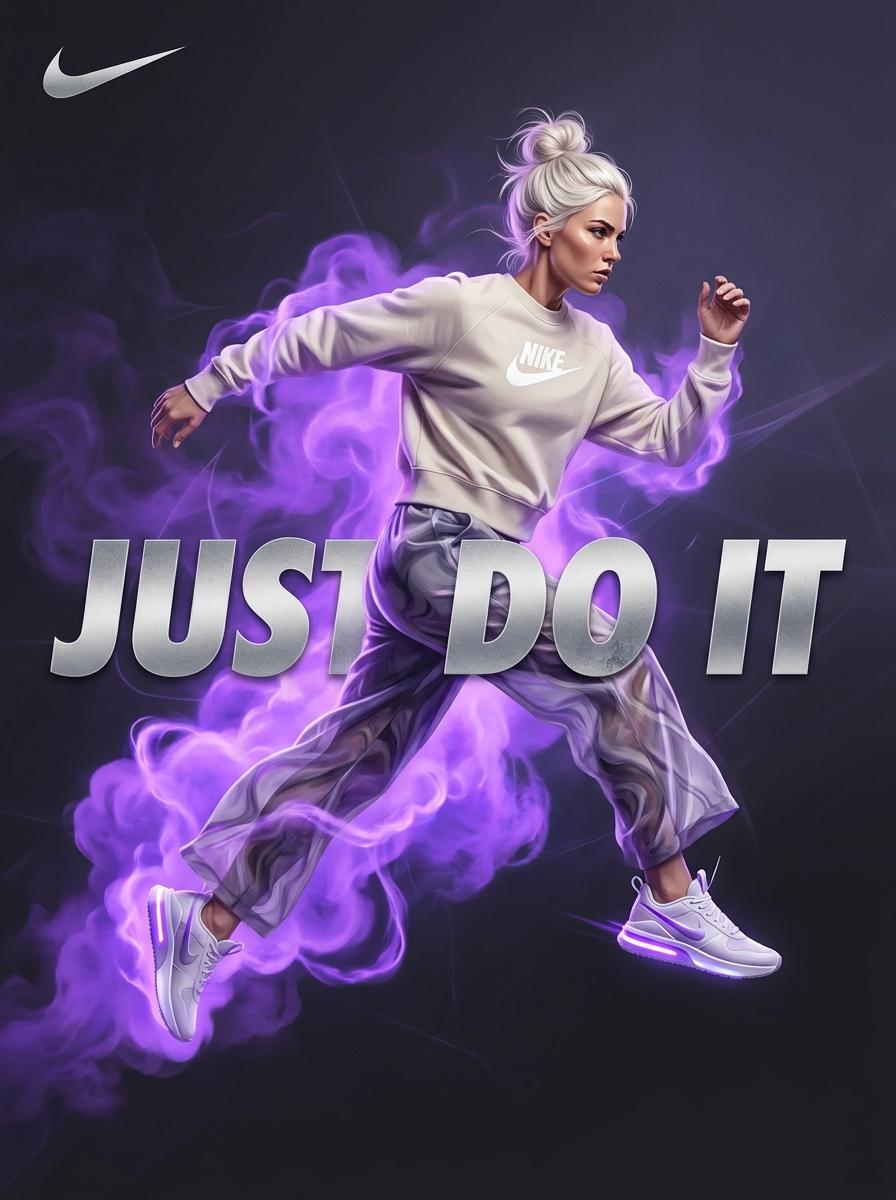 产品视觉 GPT Image 2 提示词：Surreal Violet Sports Ad Poster