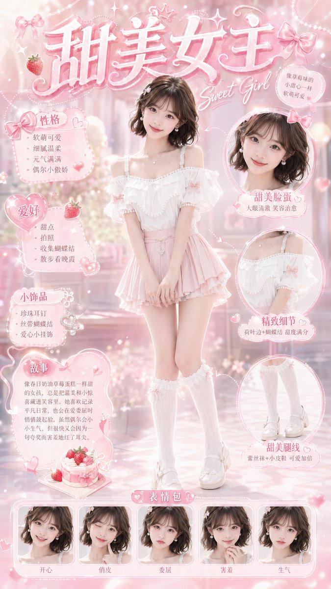 产品视觉 GPT Image 2 提示词：Sweet Princess Character Card