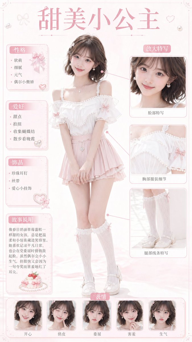 产品视觉 GPT Image 2 提示词：Sweet Princess Character Card