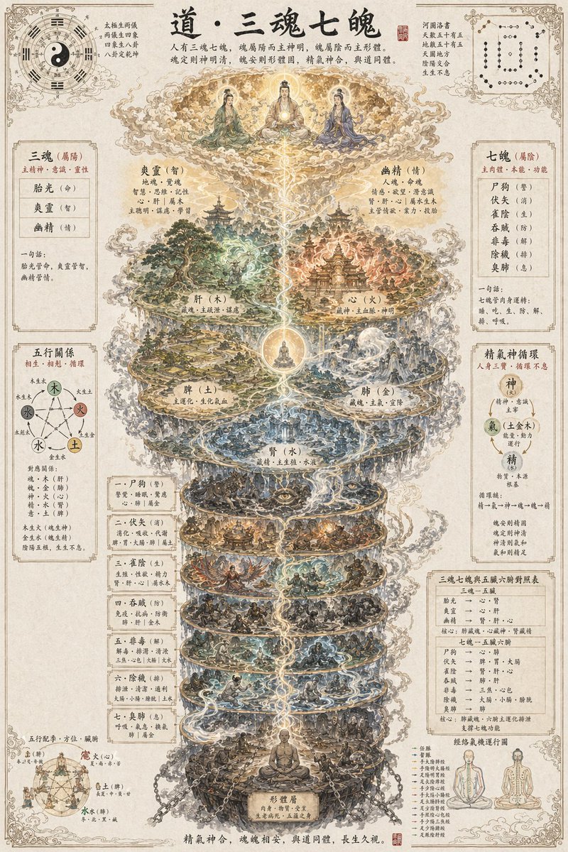 产品视觉 GPT Image 2 提示词：Taoist Three Souls Seven Po Poster