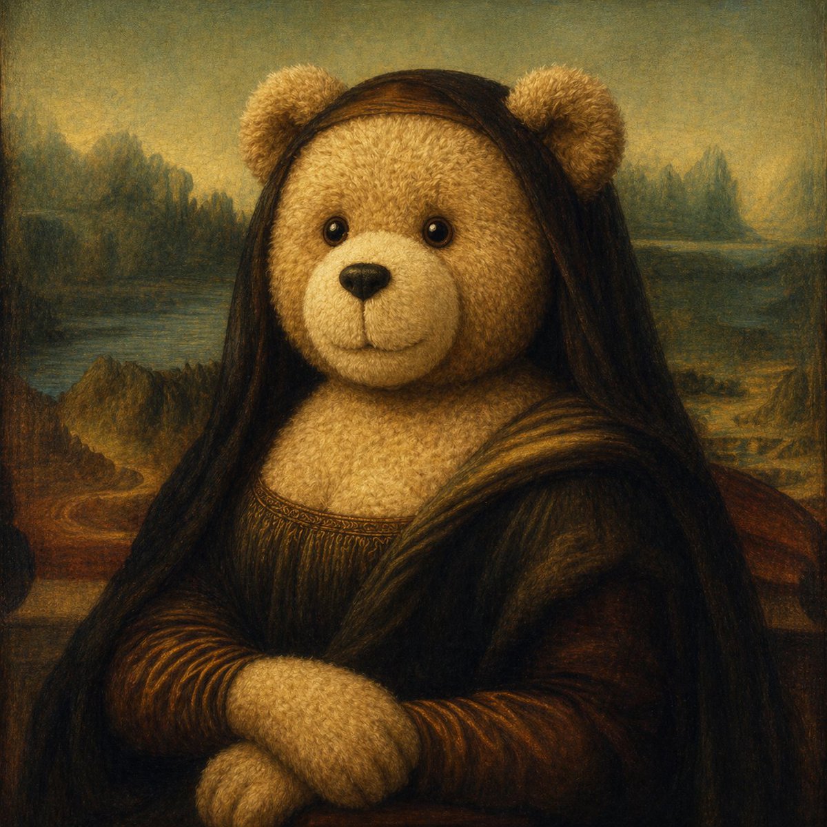 产品视觉 GPT Image 2 提示词：Teddy Bear Mona Lisa Hybrid