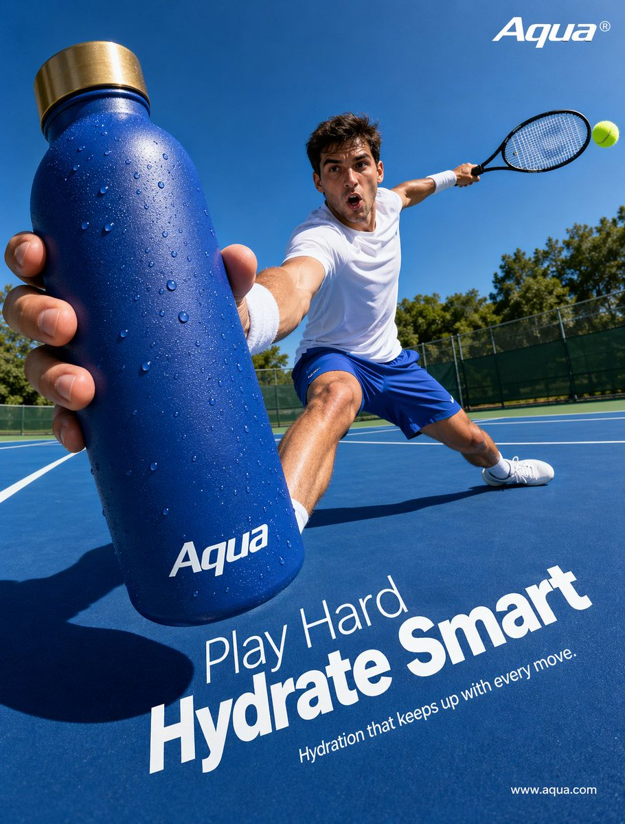 产品视觉 GPT Image 2 提示词：Tennis Hydration Ad Poster