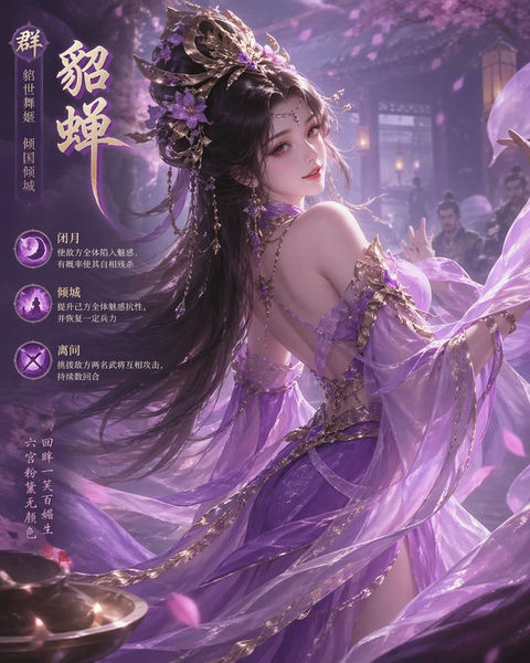 角色设定 GPT Image 2 提示词：三国绝色貂蝉回眸立绘