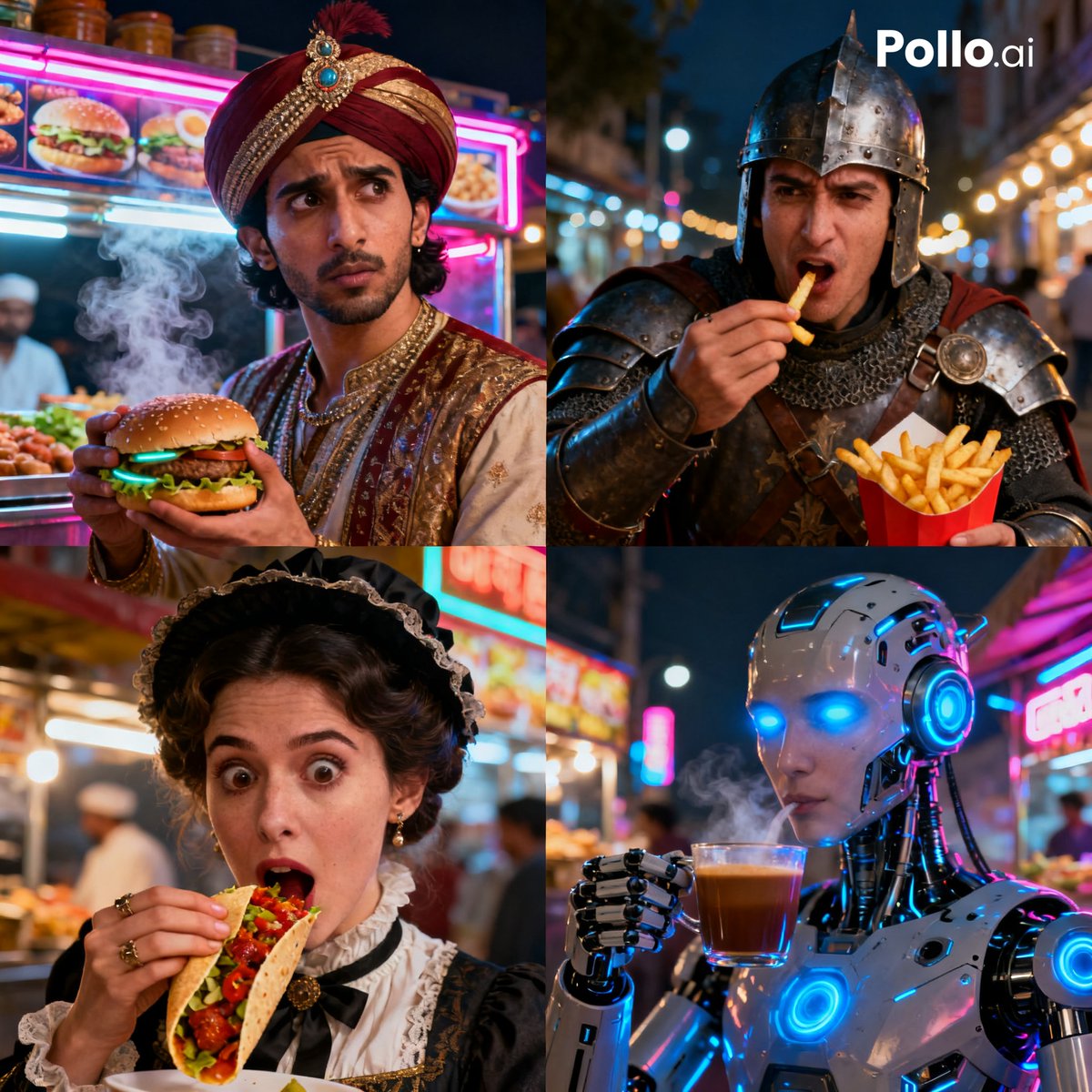 角色设定 GPT Image 2 提示词：Time Traveler Night Market Grid