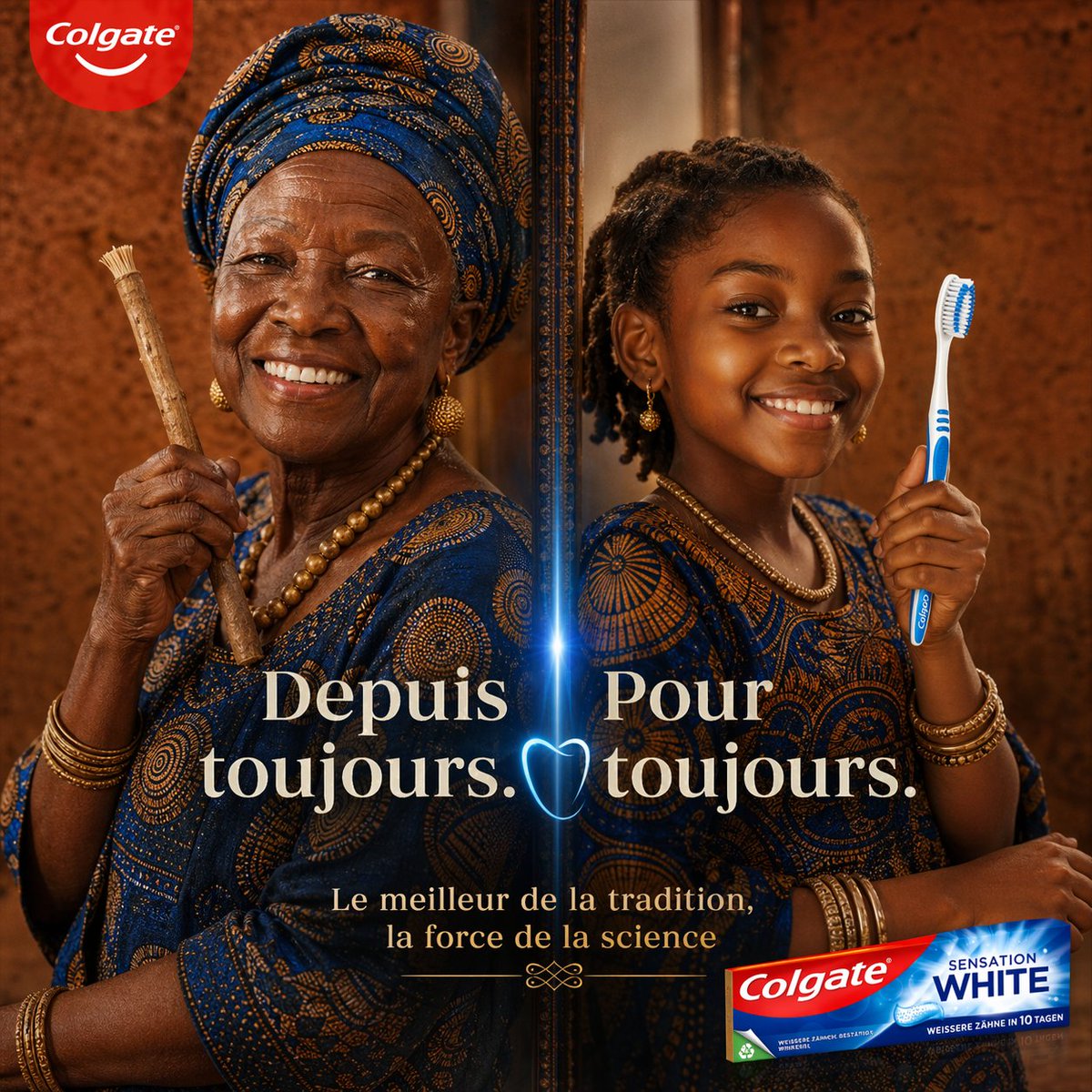 产品视觉 GPT Image 2 提示词：Tradition and Modernity Toothpaste Ad