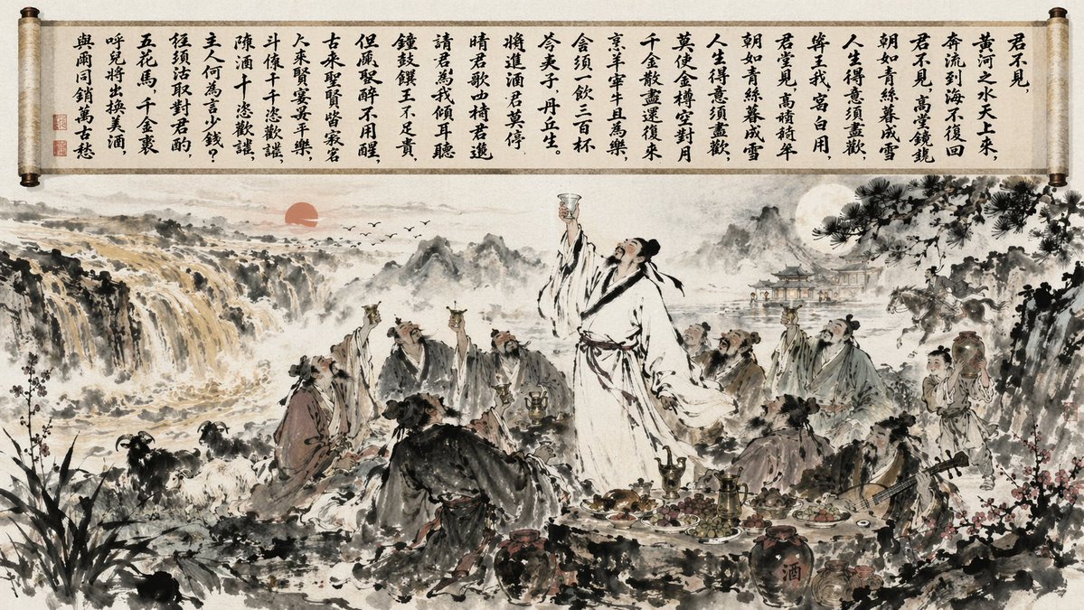 界面稿 GPT Image 2 提示词：Traditional Chinese Ink Wash Banquet