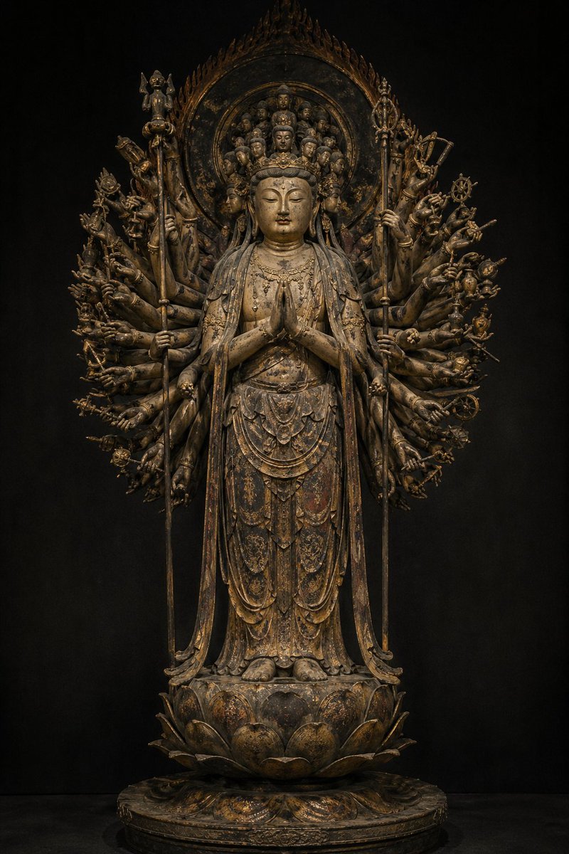 界面稿 GPT Image 2 提示词：Traditional Japanese Buddhist Statue