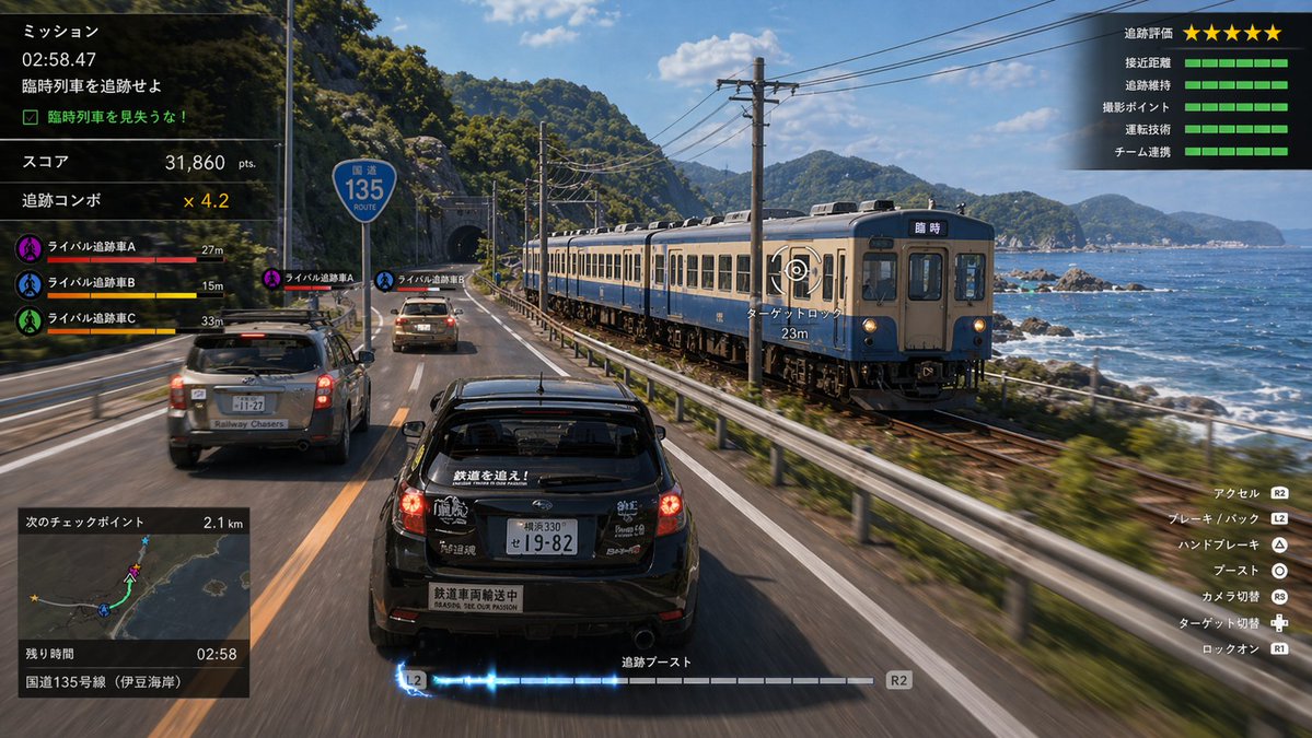 创意灵感 GPT Image 2 提示词：Train Photography Game Simulation