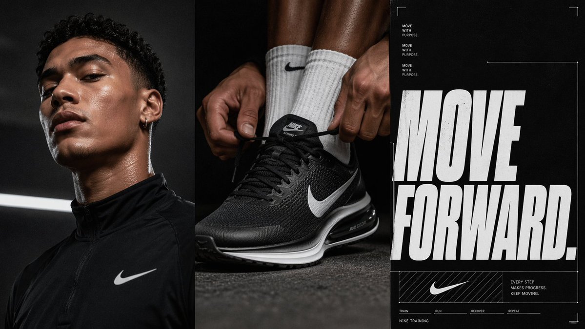 产品视觉 GPT Image 2 提示词：Triptych Sports Ad Poster