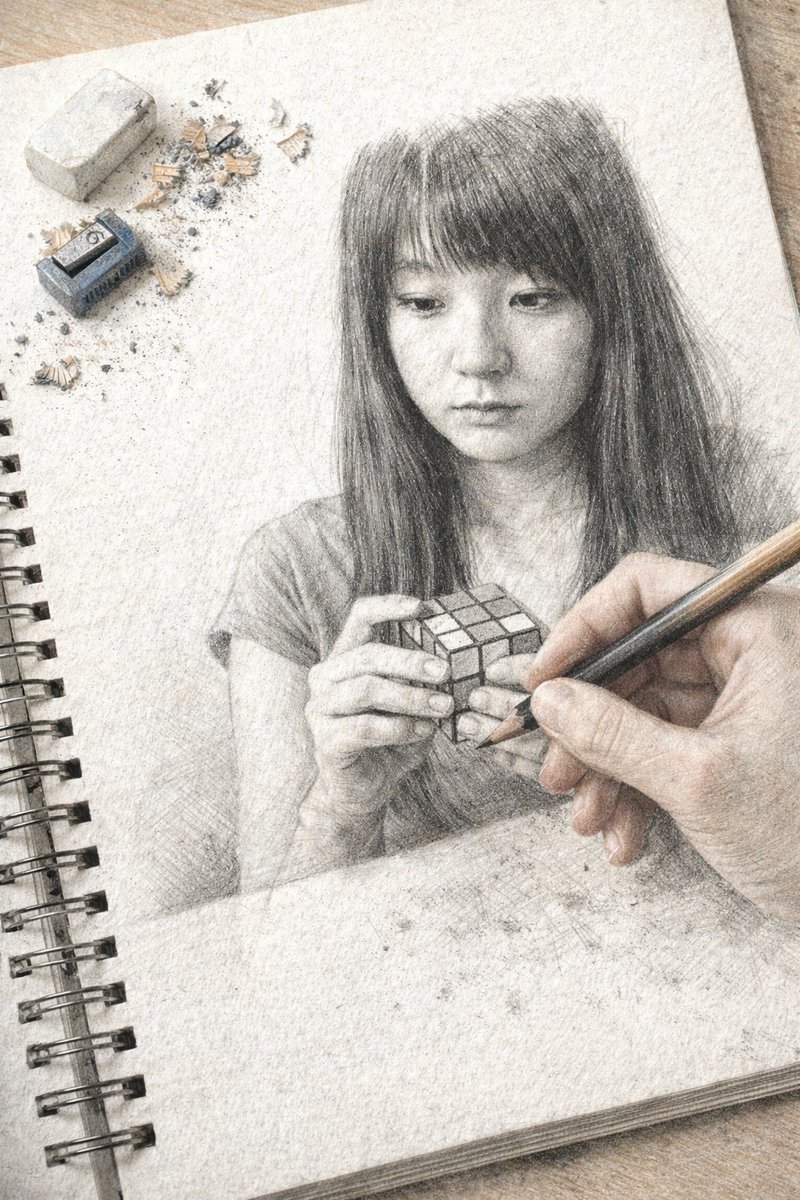 界面稿 GPT Image 2 提示词：Trompe L'oeil Sketchbook Drawing