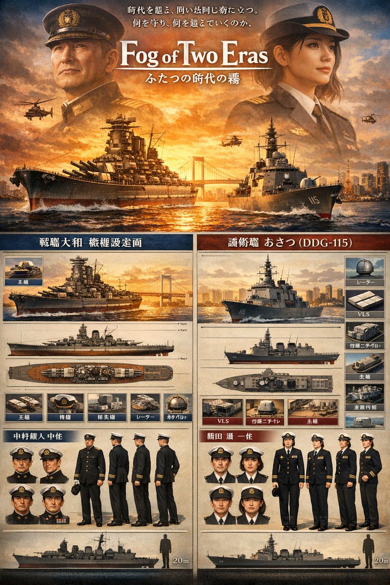 产品视觉 GPT Image 2 提示词：Two-Era Naval Comparison Poster