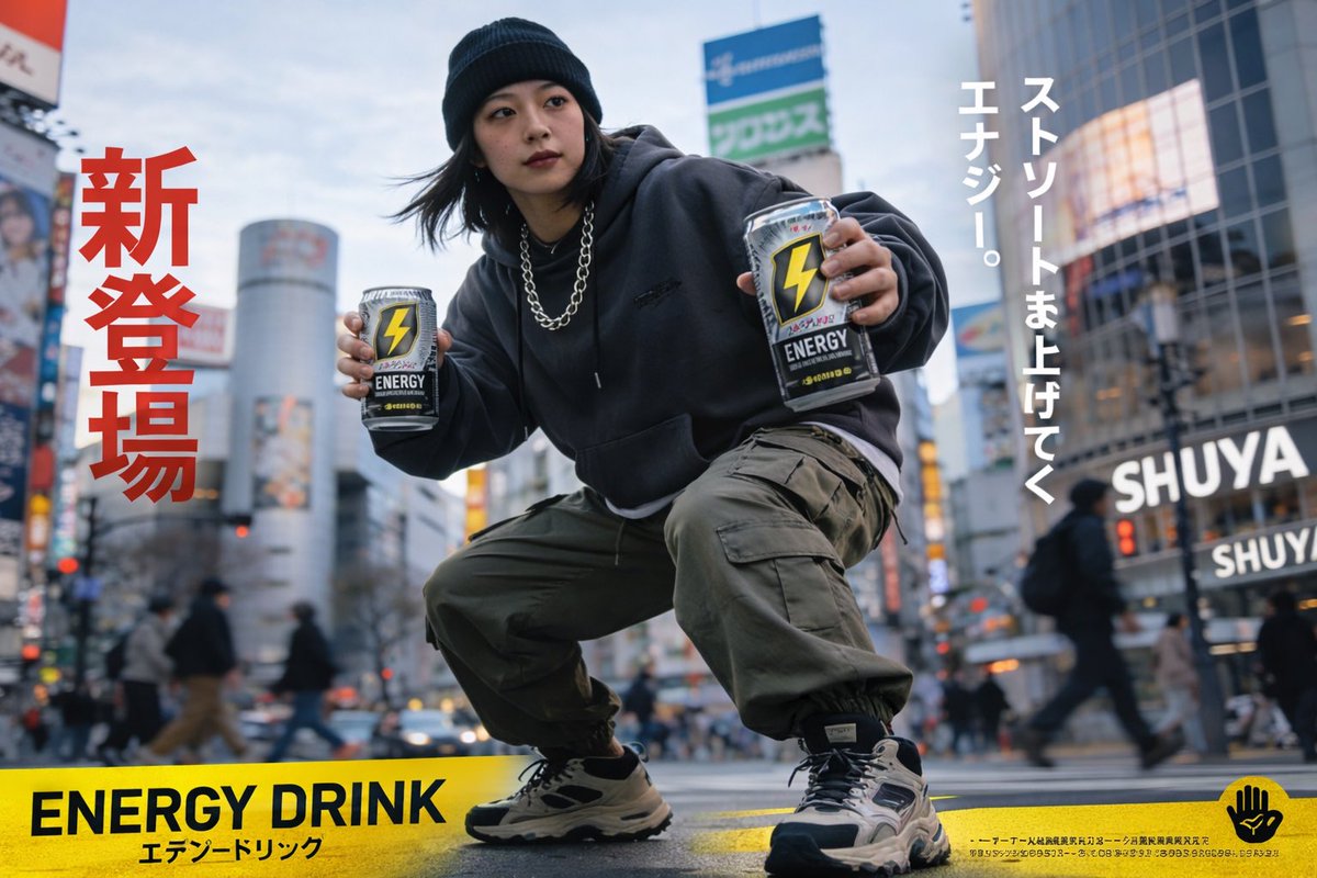 产品视觉 GPT Image 2 提示词：Urban Energy Drink Advertisement Poster