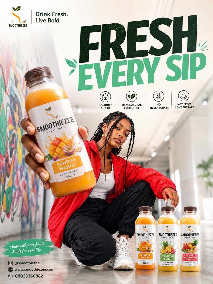 产品视觉 GPT Image 2 提示词：Urban Smoothie Juice Ad Poster