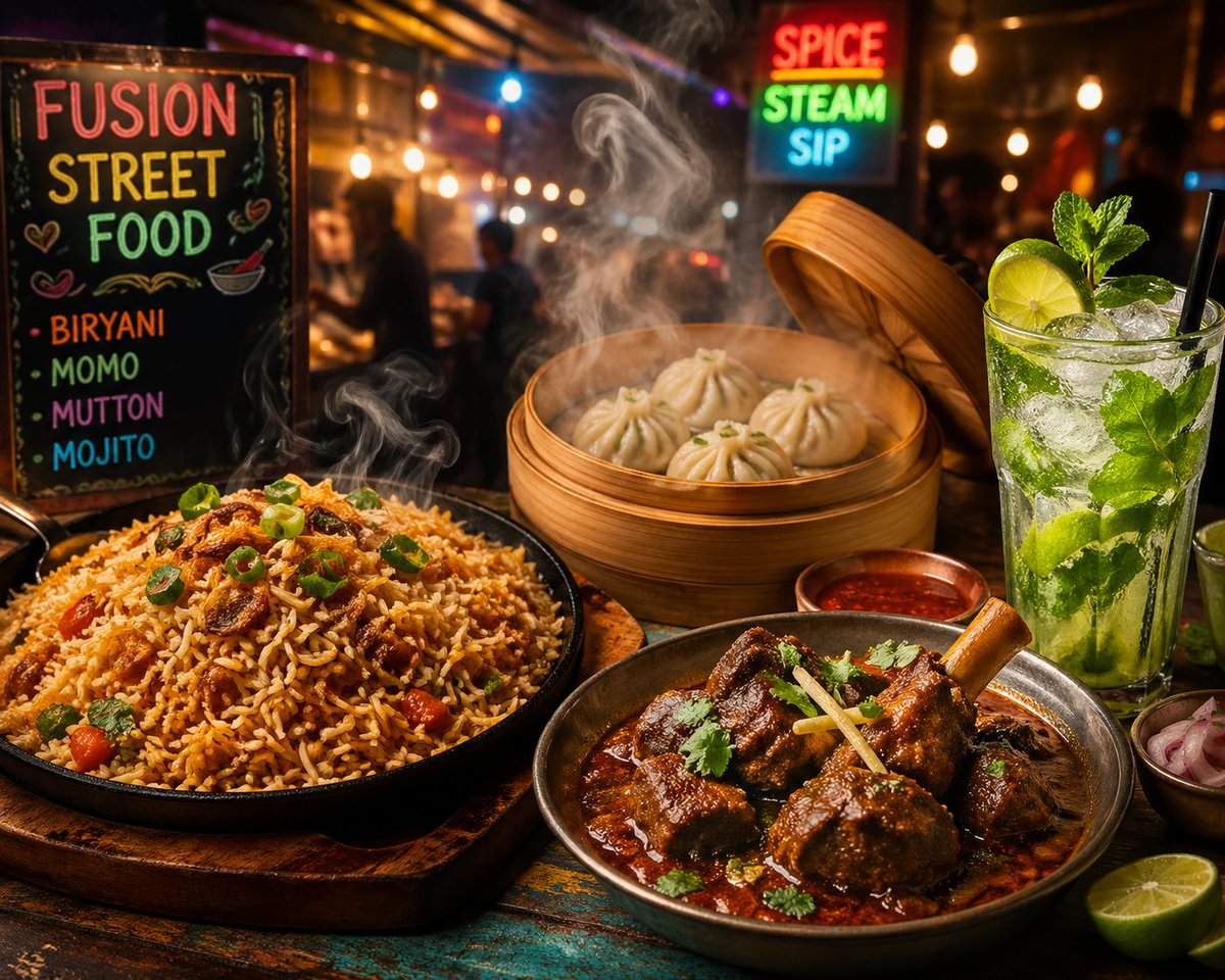 产品视觉 GPT Image 2 提示词：Vibrant Fusion Street Food Scene