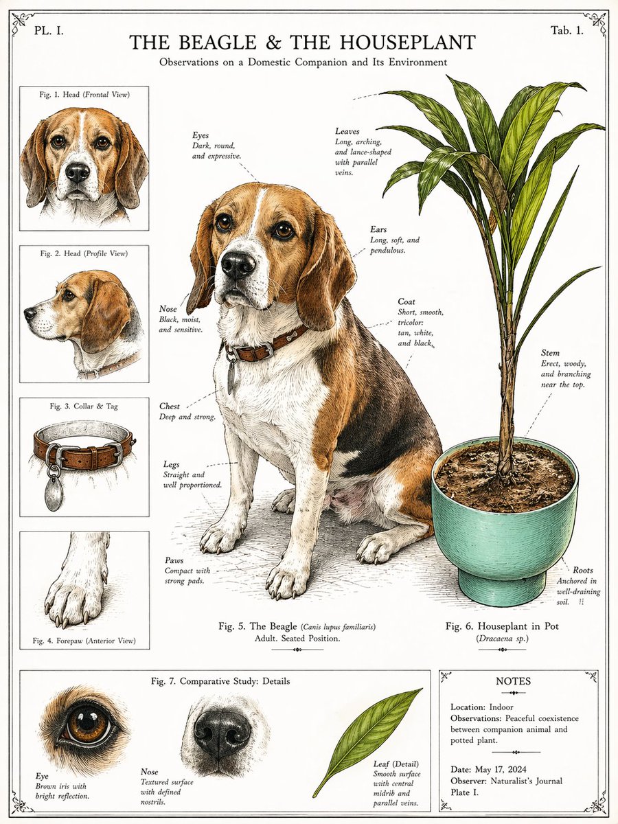 产品视觉 GPT Image 2 提示词：Vintage Beagle Botanical Plate