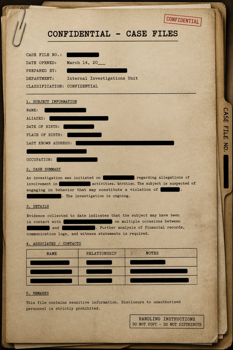 界面稿 GPT Image 2 提示词：Vintage Confidential Case File