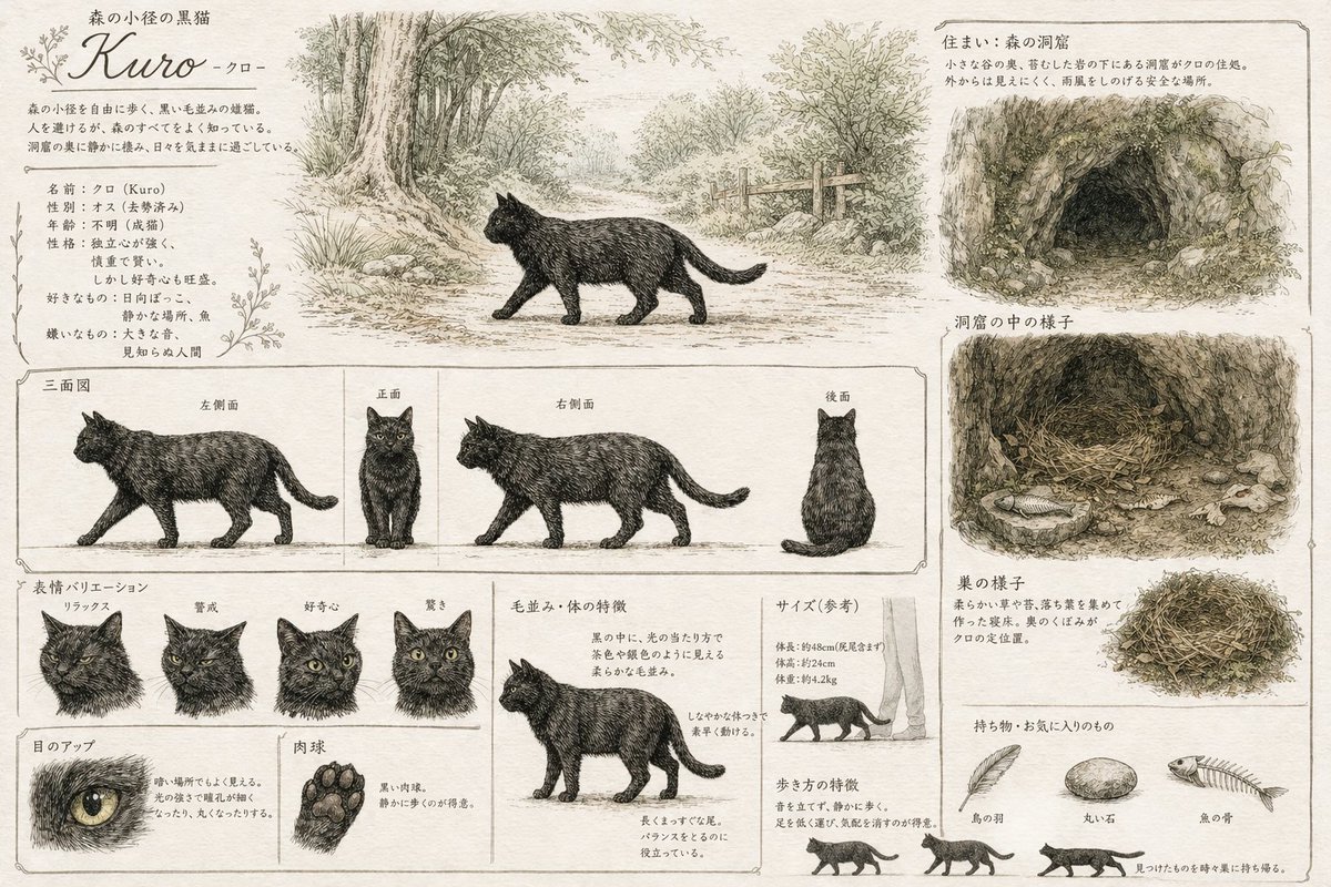 角色设定 GPT Image 2 提示词：Vintage Creature Concept Art Sheet