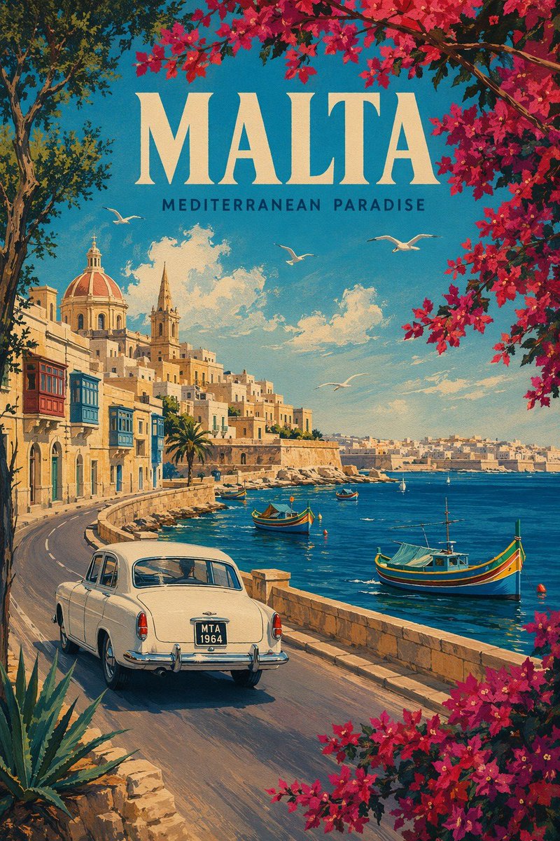 产品视觉 GPT Image 2 提示词：Vintage Malta Travel Poster