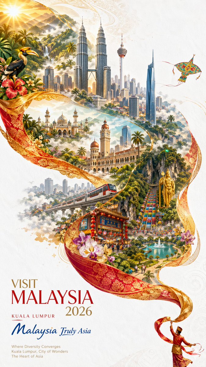 产品视觉 GPT Image 2 提示词：Visit Malaysia 2026 Travel Poster