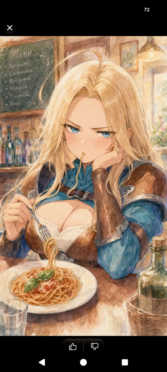 角色设定 GPT Image 2 提示词：Watercolor Fantasy Heroine at Pasta Cafe