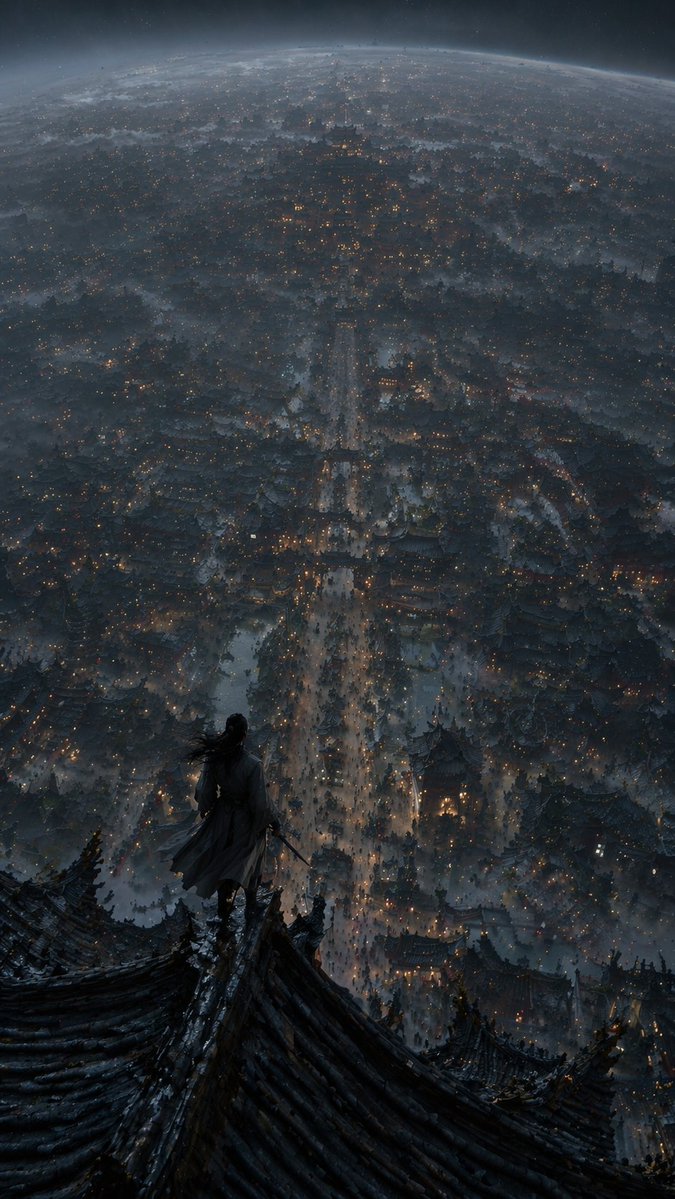 角色设定 GPT Image 2 提示词：Xianxia Cityscape from God's-Eye View