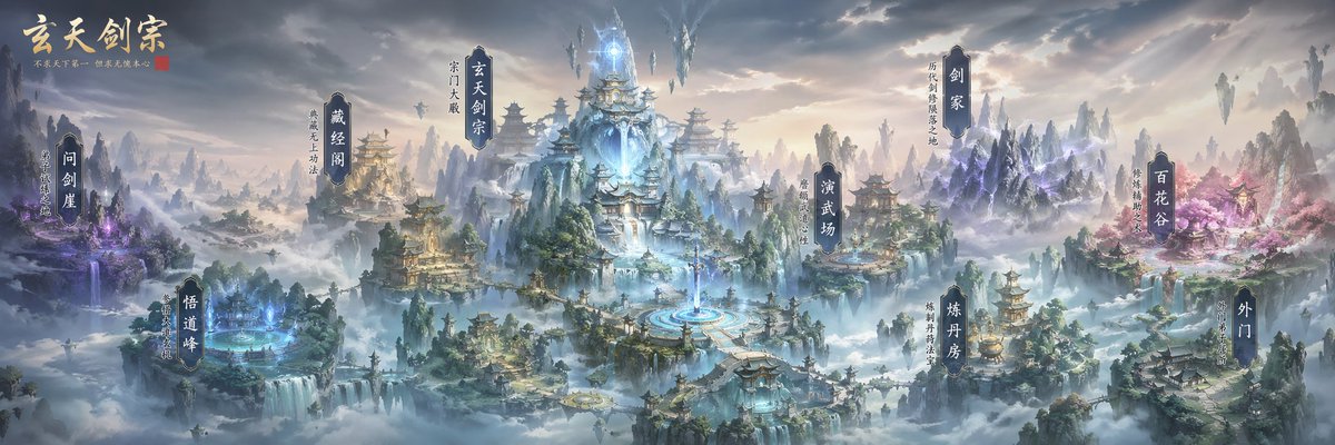 信息图 GPT Image 2 提示词：Xianxia Sect Panorama Map
