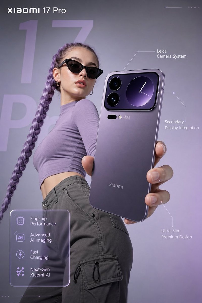 产品视觉 GPT Image 2 提示词：Xiaomi 17 Pro Fashion Tech Poster
