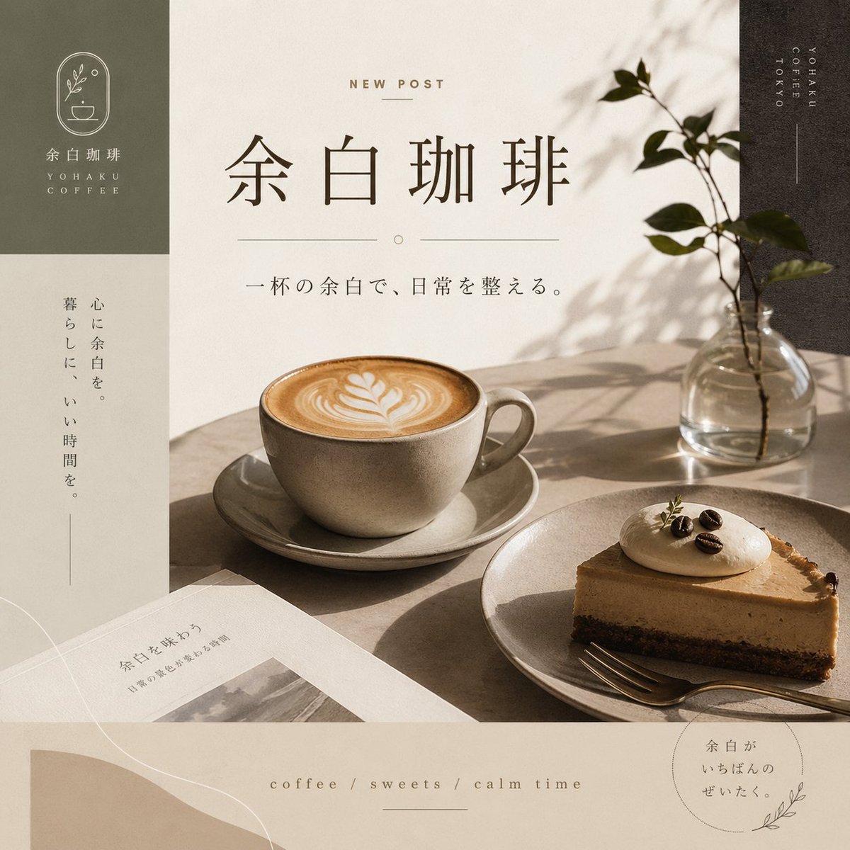 产品视觉 GPT Image 2 提示词：Yohaku Coffee Cafe Announcement Poster