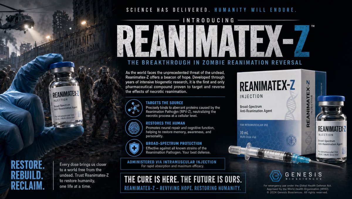 产品视觉 GPT Image 2 提示词：Zombie Cure Pharma Ad Poster